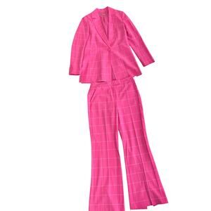 Trina Turk Hot Pink Windowpane Power Suit Barbiecore NWT Set Sz 2